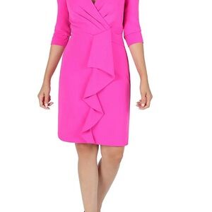 Julia Jordan Pink Asymmetrical Ruffled Sheath Dress